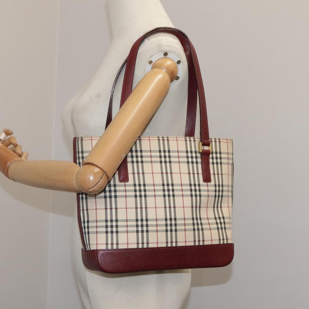 Burberry Nova Check Tote Canvas And Leather Beige Canvas Tote Bag