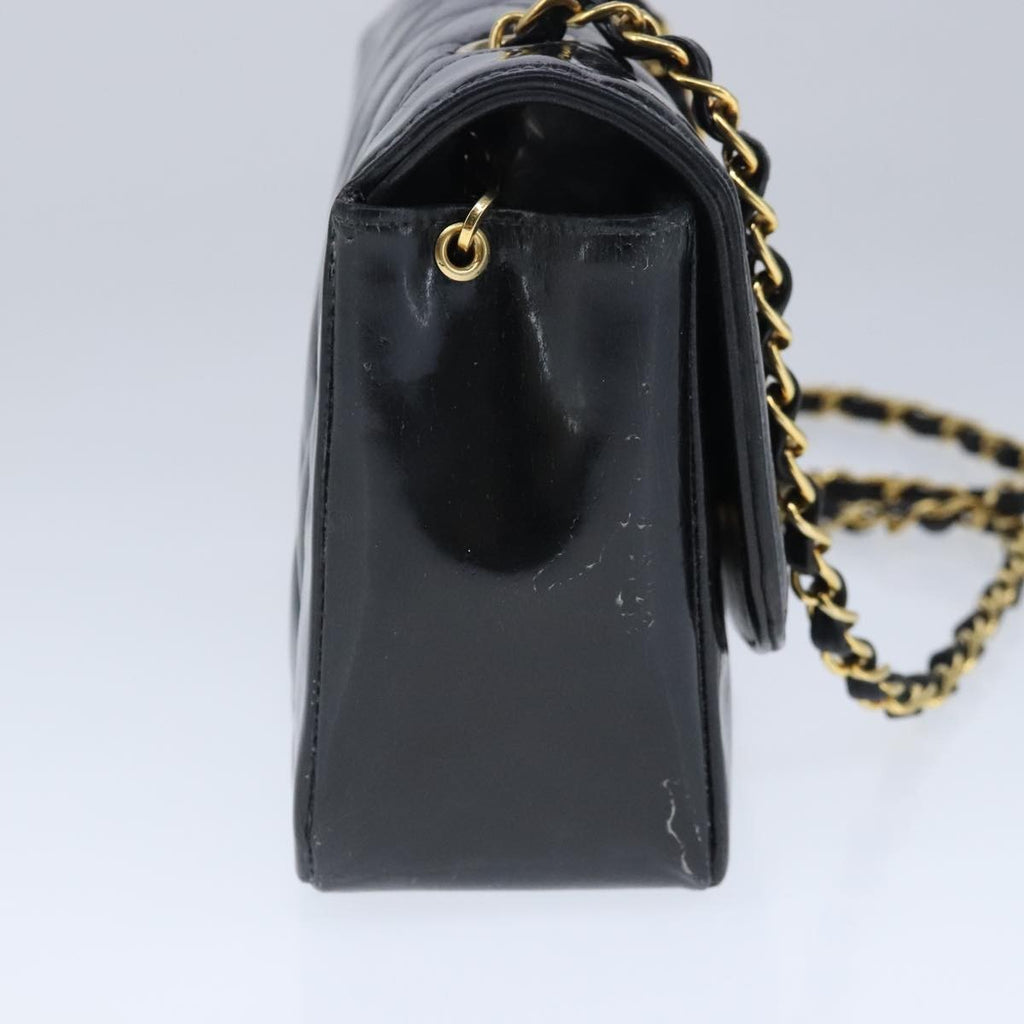 Chanel Vintage So Black Diana Flap Bag Quilted Patent Black Patent_Leather Shoulder Bag Bag