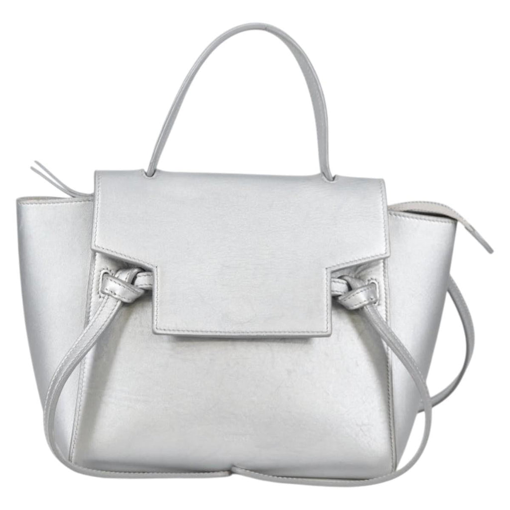 Celine Belt Bag Textured Leather Silver Leather Handbag