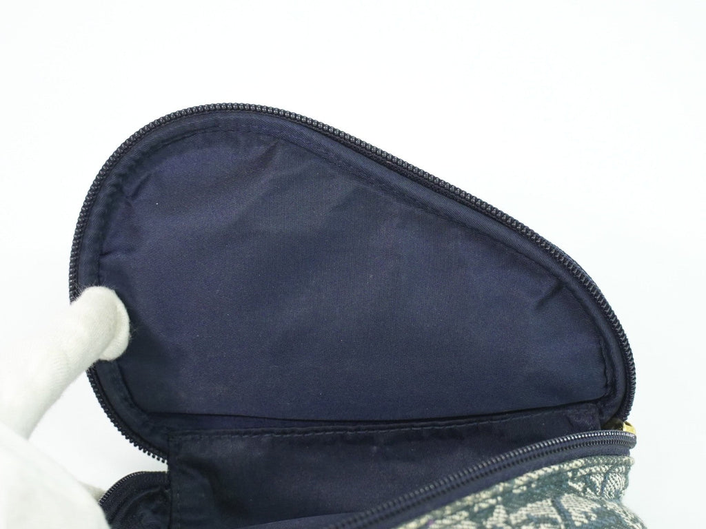 Christian Dior Saddle Zip Pouch Diorissimo Canvas Navy Canvas Clutche & Pouche Bag (Pre-Owned)