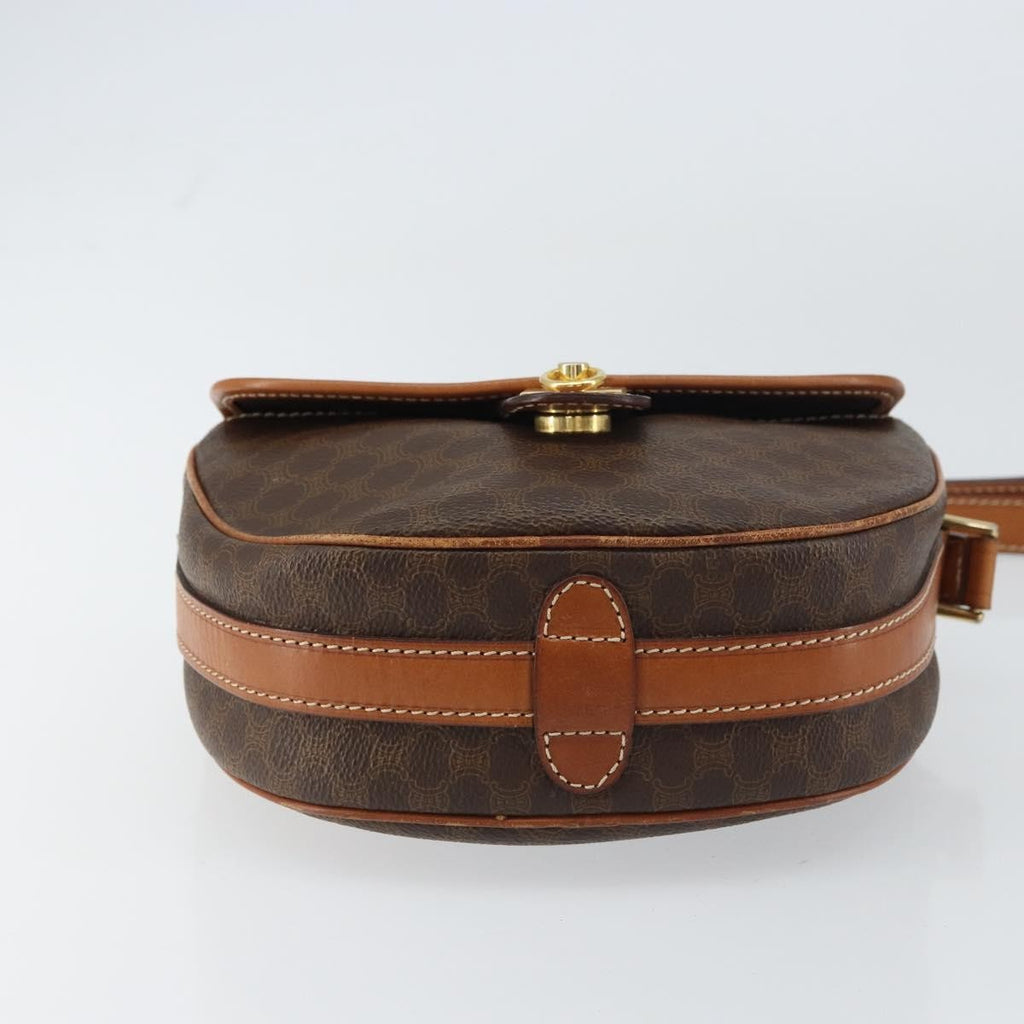 Celine Vintage Macadam Shoulder Bag Canvas And Leather Brown Canvas Shoulder Bag Bag