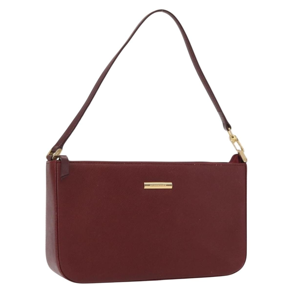 Burberry Vintage Shoulder Bag Leather Burgundy Leather Shoulder Bag