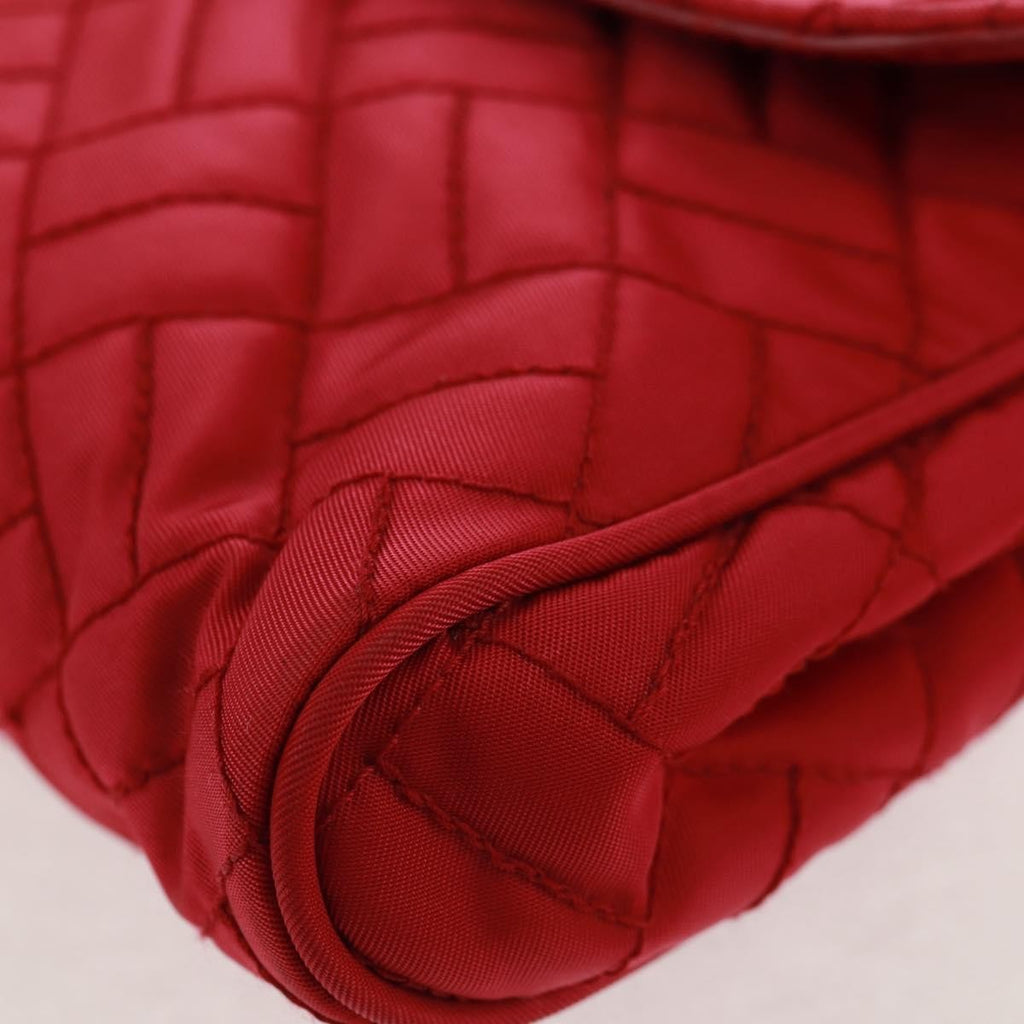 Prada Pushlock Chain Flap Bag Quilted Tessuto Red Nylon Shoulder Bag Bag
