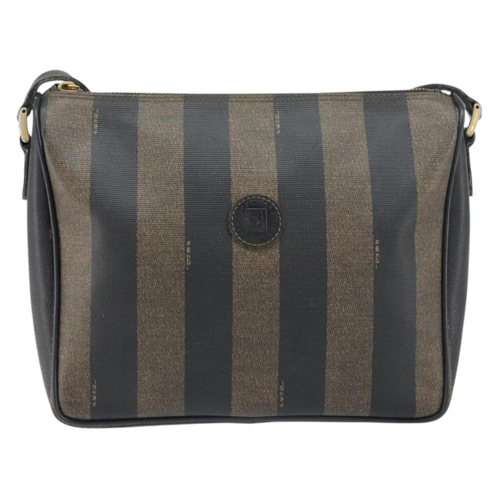 Fendi Vintage Pequin Shoulder Bag Pequin Brown Canvas Shoulder Bag Bag