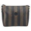 Fendi Vintage Pequin Shoulder Bag Pequin Brown Canvas Shoulder Bag Bag