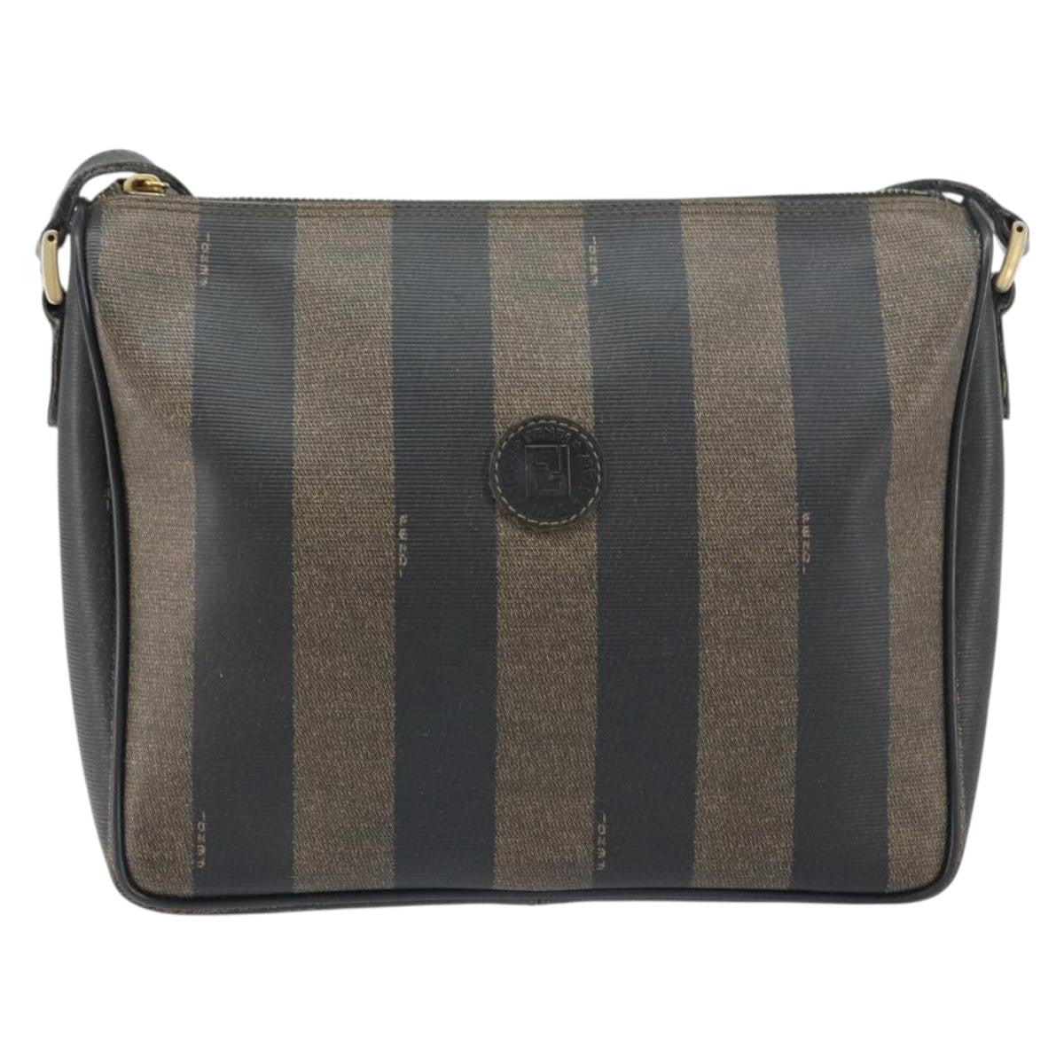 Fendi Vintage Pequin Shoulder Bag Pequin Brown Canvas Shoulder Bag Bag