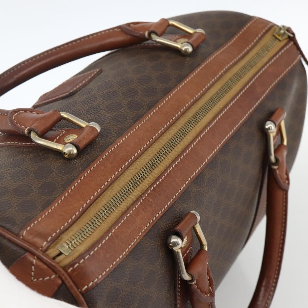 Celine Macadam Handbag Macadam With Leather Brown Canvas Handbag