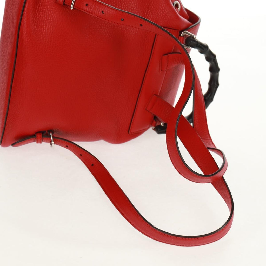Gucci Bamboo Tassel Backpack Leather Red Leather Backpack Bag (Pre-Owned)