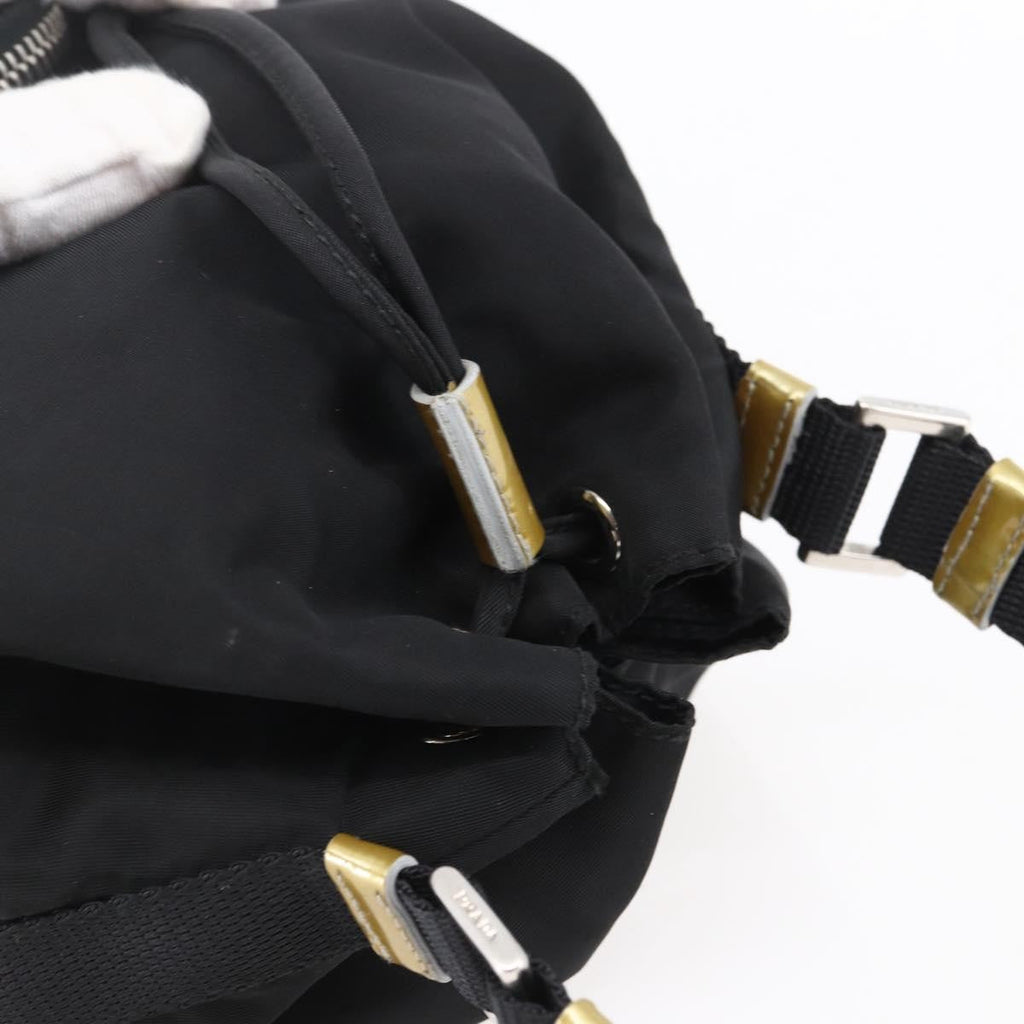 Prada Duet Drawstring Bucket Bag Tessuto Black Nylon Bag