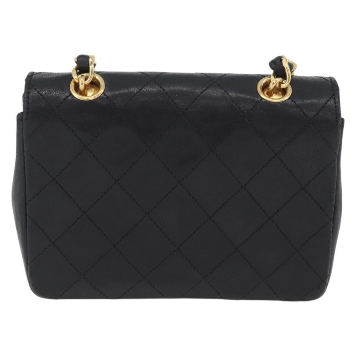 Chanel Vintage Square Cc Flap Bag Quilted Lambskin Black Leather Shoulder Bag Bag