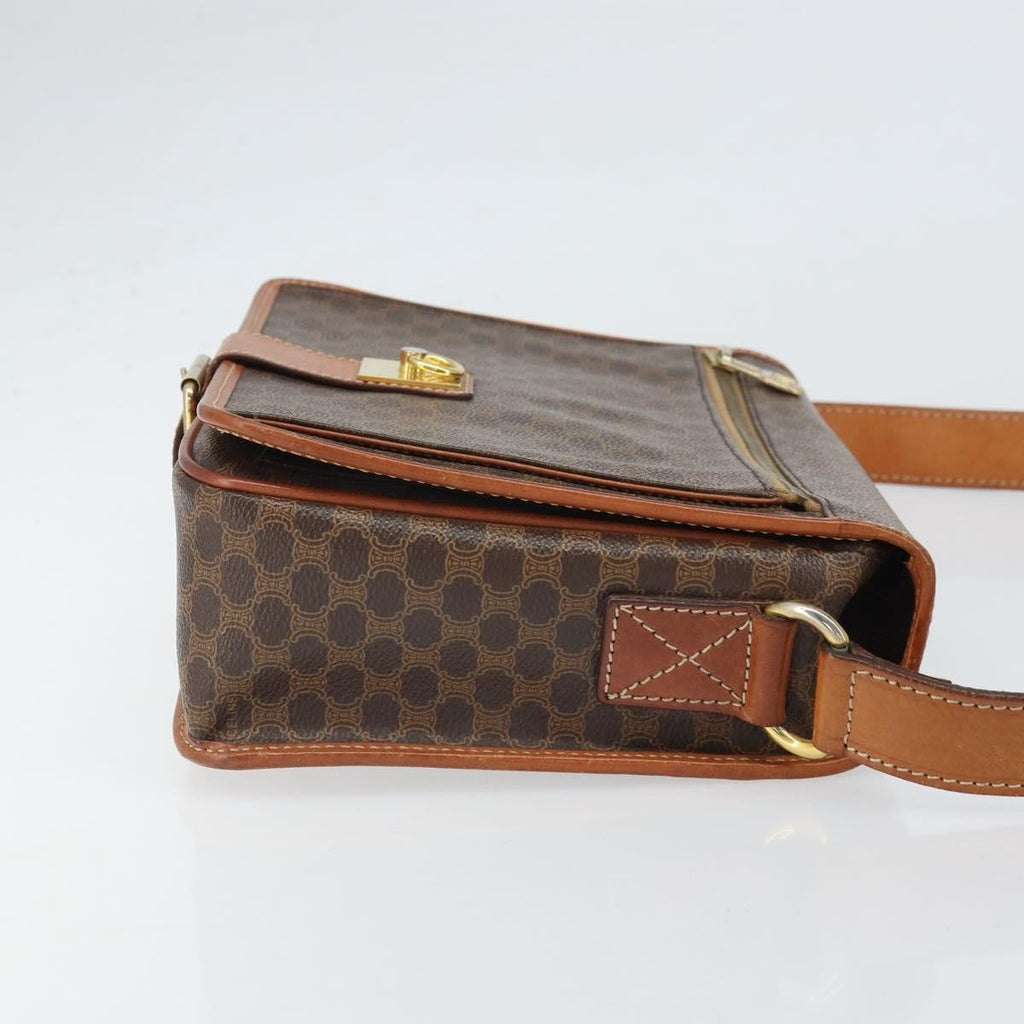 Celine Vintage Macadam Shoulder Bag Canvas And Leather Brown Canvas Shoulder Bag Bag