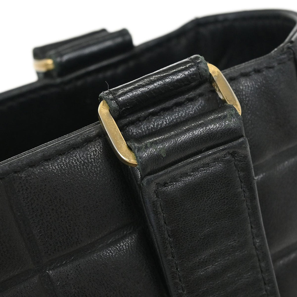 Chanel Chocolate Bar Cc Tote Quilted Leather Black Leather Tote Bag Bag