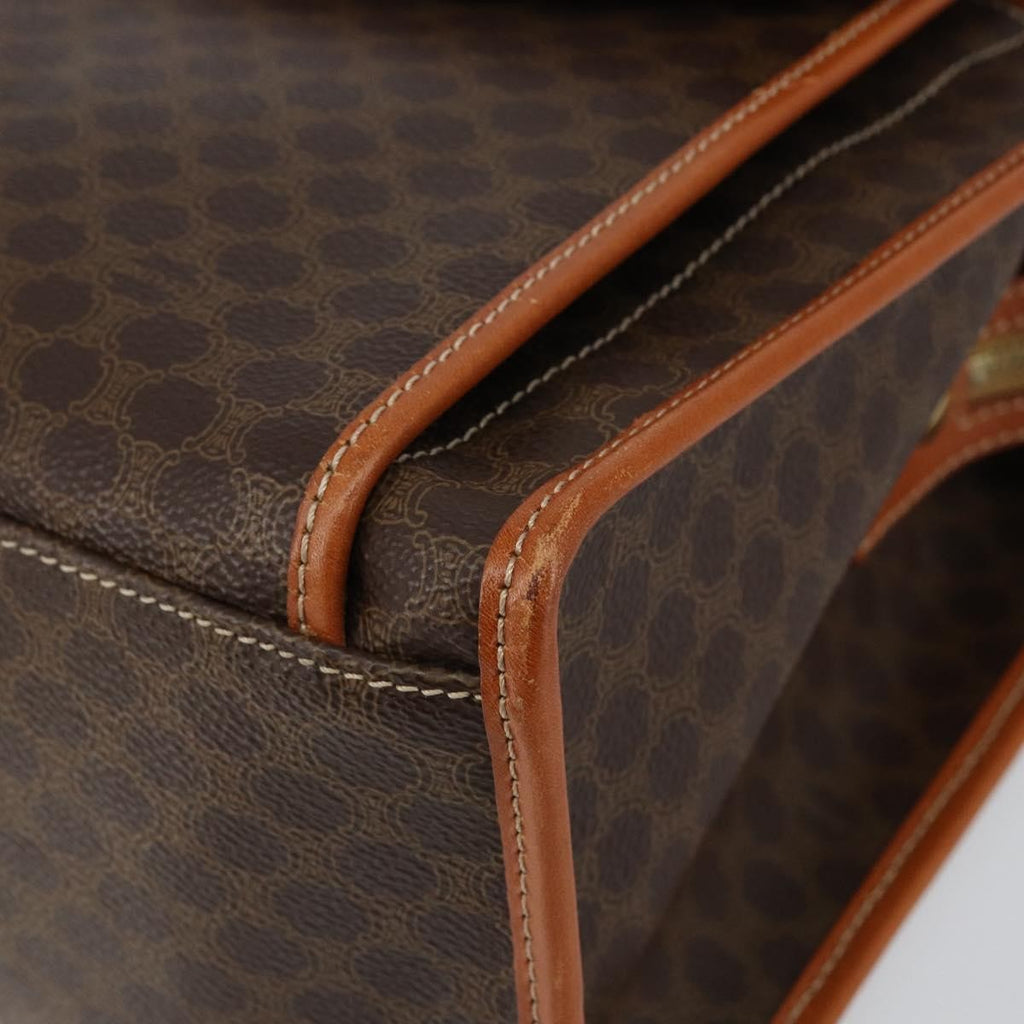 Celine Vintage Macadam Tote Bag Canvas And Leather Brown Canvas Tote Bag Bag