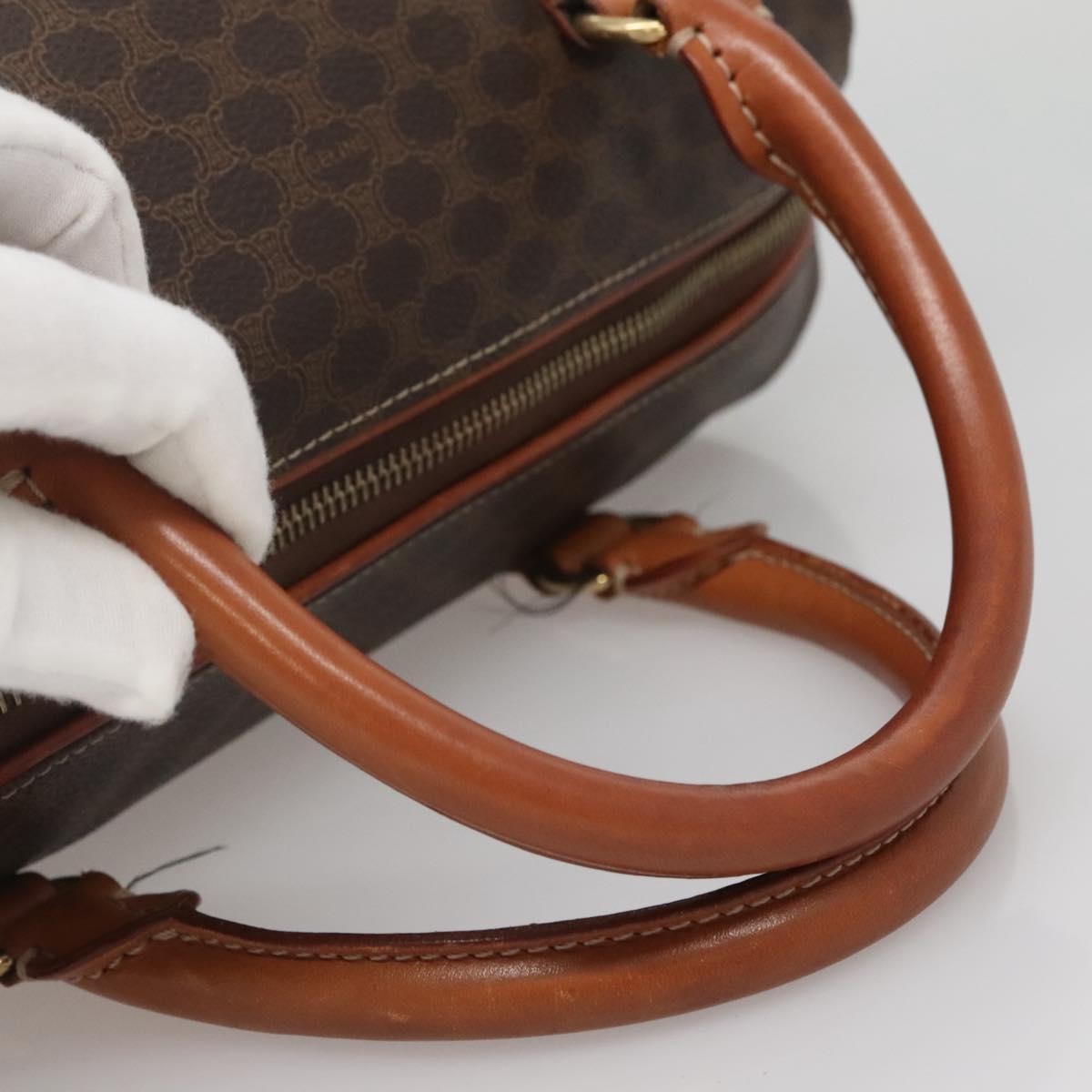 Celine Macadam Handbag Macadam With Leather Brown Canvas Bag