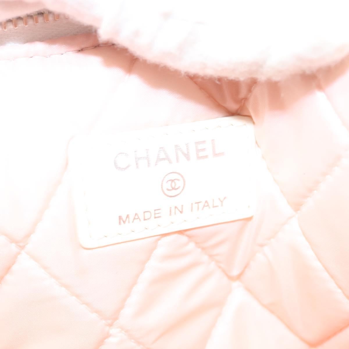 Chanel Coco Cuba Pouch Printed Quilted Canvas White Canvas Bag