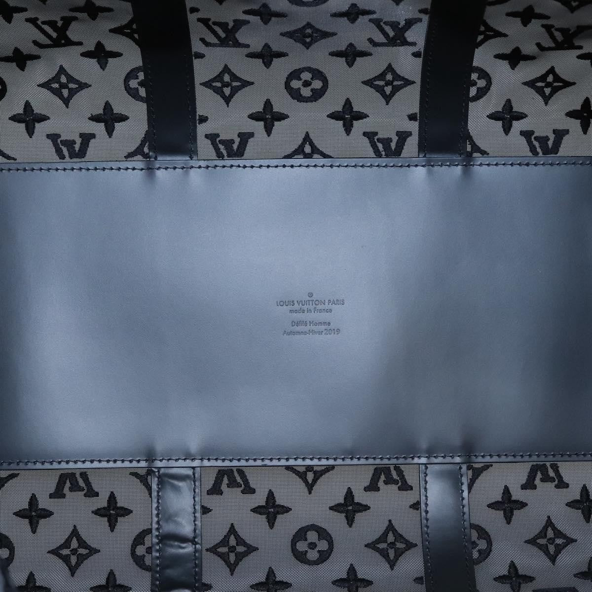 Louis Vuitton Keepall Bandouliere Bag Monogram See Through Mesh Black Nylon Travel Bag