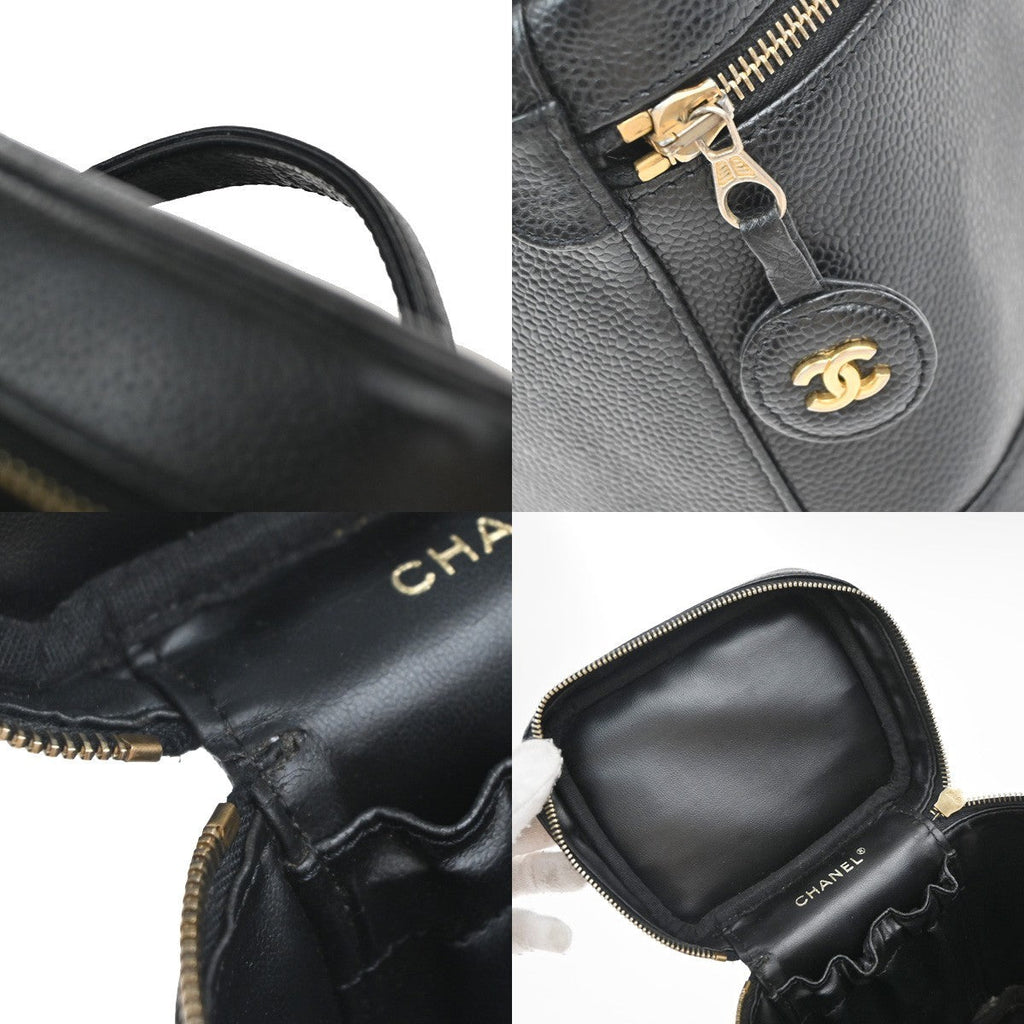 Chanel Vintage Timeless Cosmetic Case Caviar Black Leather Handbag