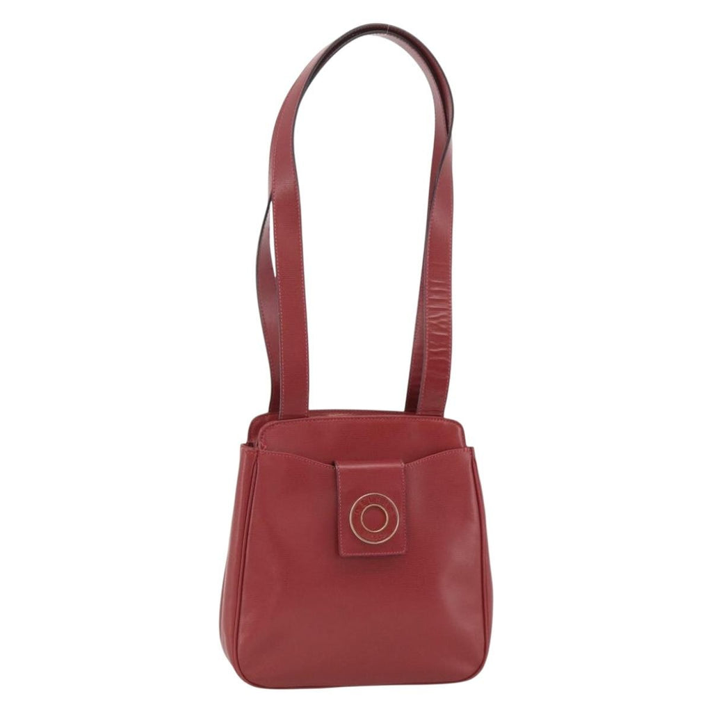 Celine Circle Logo Leather Burgundy Leather Tote Bag Bag