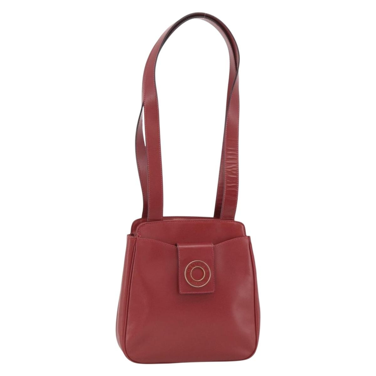 Celine Circle Logo Leather Burgundy Leather Tote Bag Bag