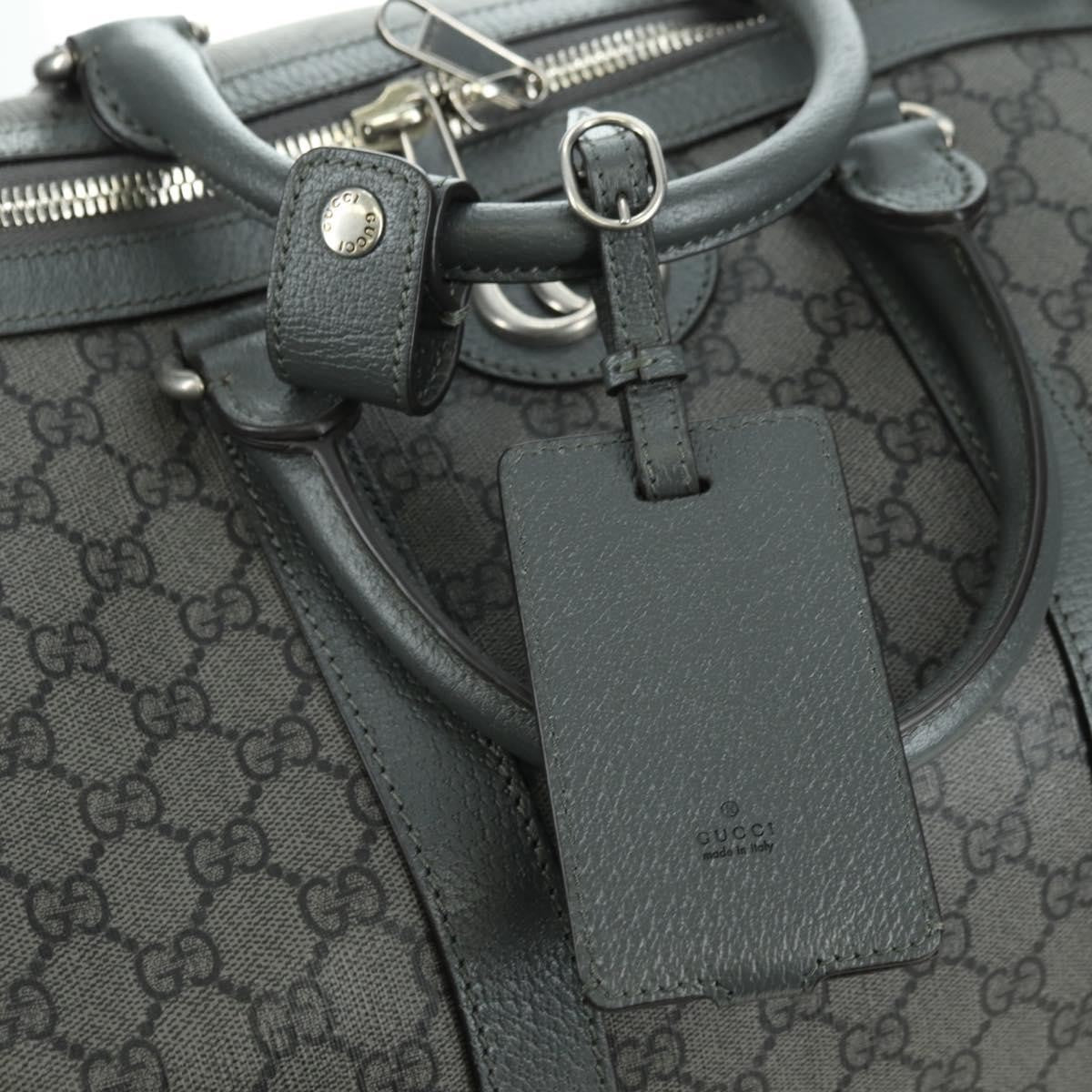 Gucci Web Trim Weekend Duffle Bag Gg Coated Canvas Gray Pvc Handbag (Pre-Owned)