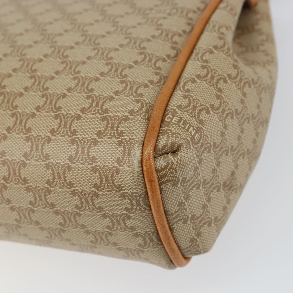 Celine Vintage Macadam Shoulder Bag Canvas And Leather Beige Canvas Shoulder Bag Bag