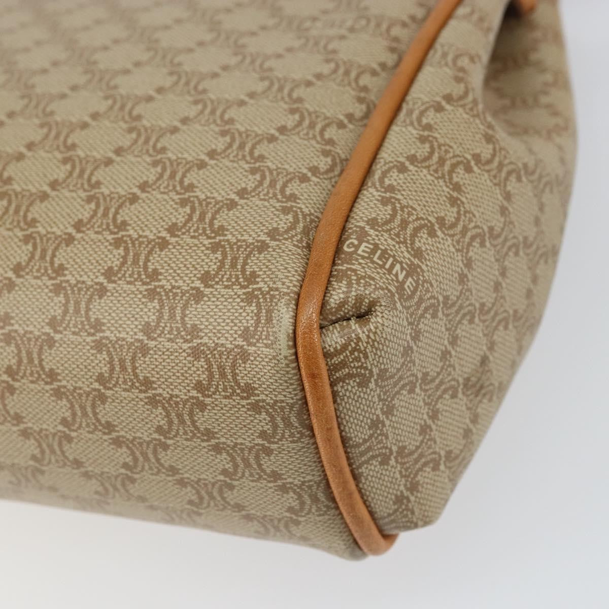 Celine Vintage Macadam Shoulder Bag Canvas And Leather Beige Canvas Shoulder Bag Bag