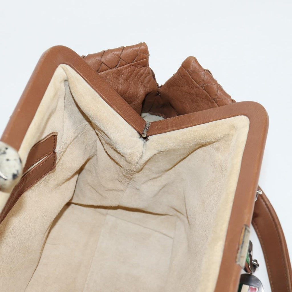 Bottega Veneta Intrecciato Leather Brown Leather Handbag