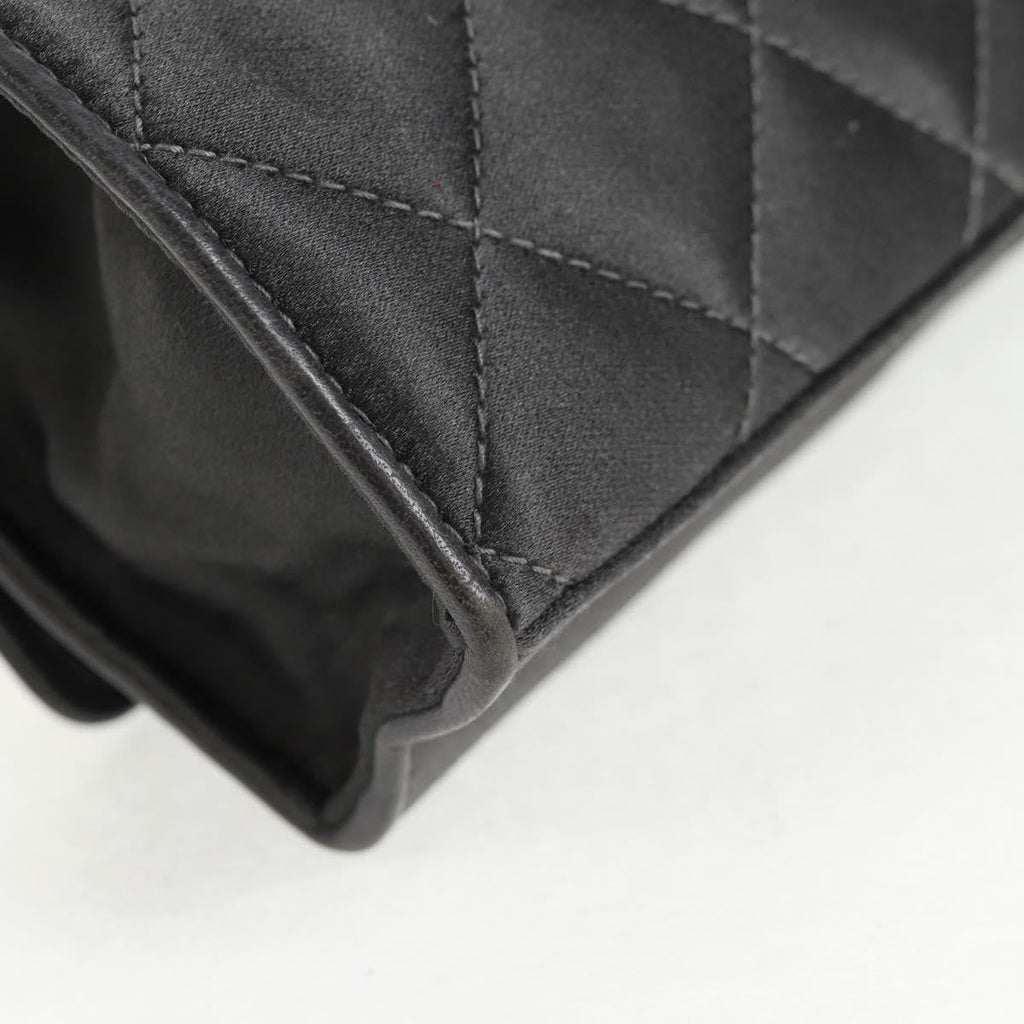 Chanel Vintage Camellia Flap Bag Satin Gray Satin Clutche & Pouche Bag