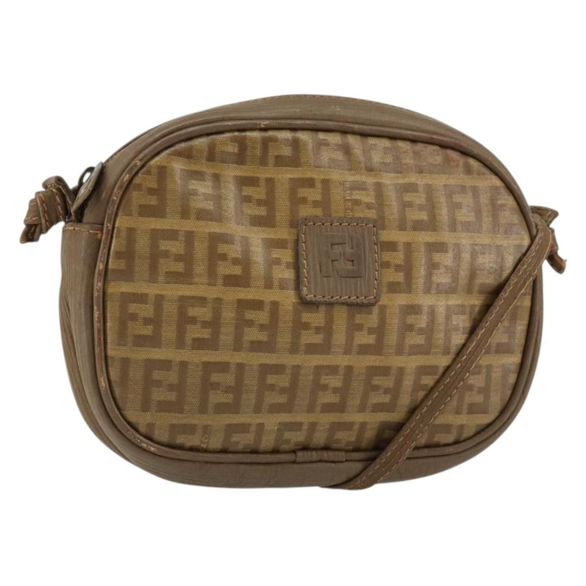 Fendi Zucchino Canvas Beige Canvas Shoulder Bag Bag