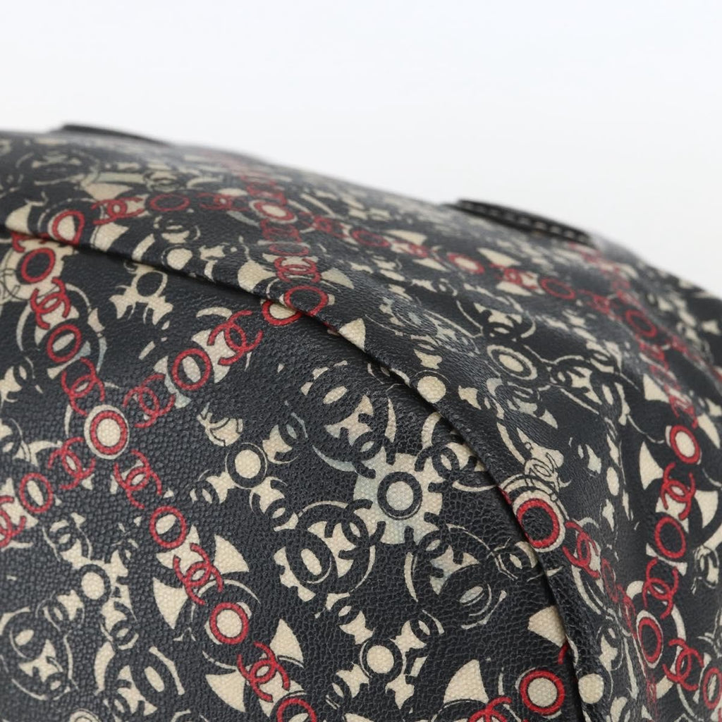 Chanel Optic Coco Bowler Bag Printed Coated Canvas With Caviar Black Pvc Travel Bag Bag