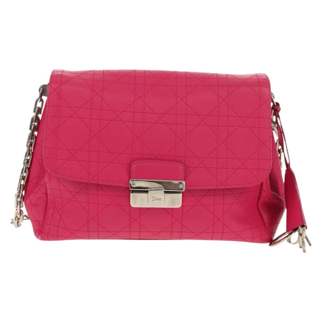 Christian Dior Long Chain Miss Dior Bag Cannage Quilt Lambskin Pink Leather Shoulder Bag Bag (Pre-Owned)
