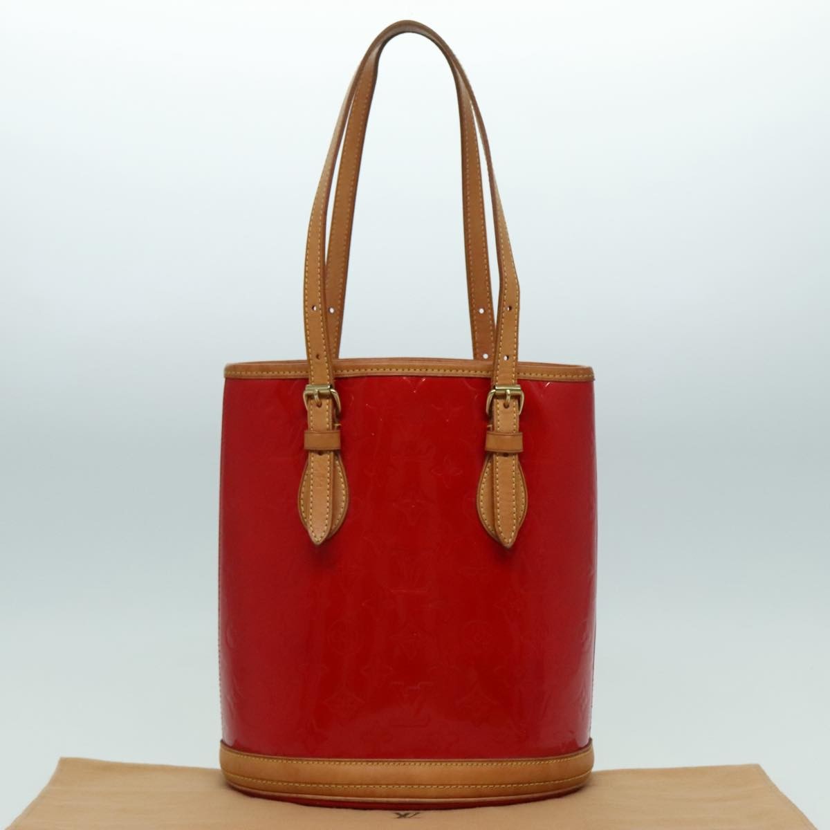 Louis Vuitton Bucket Bag Monogram Vernis Red Patent_Leather Shoulder Bag