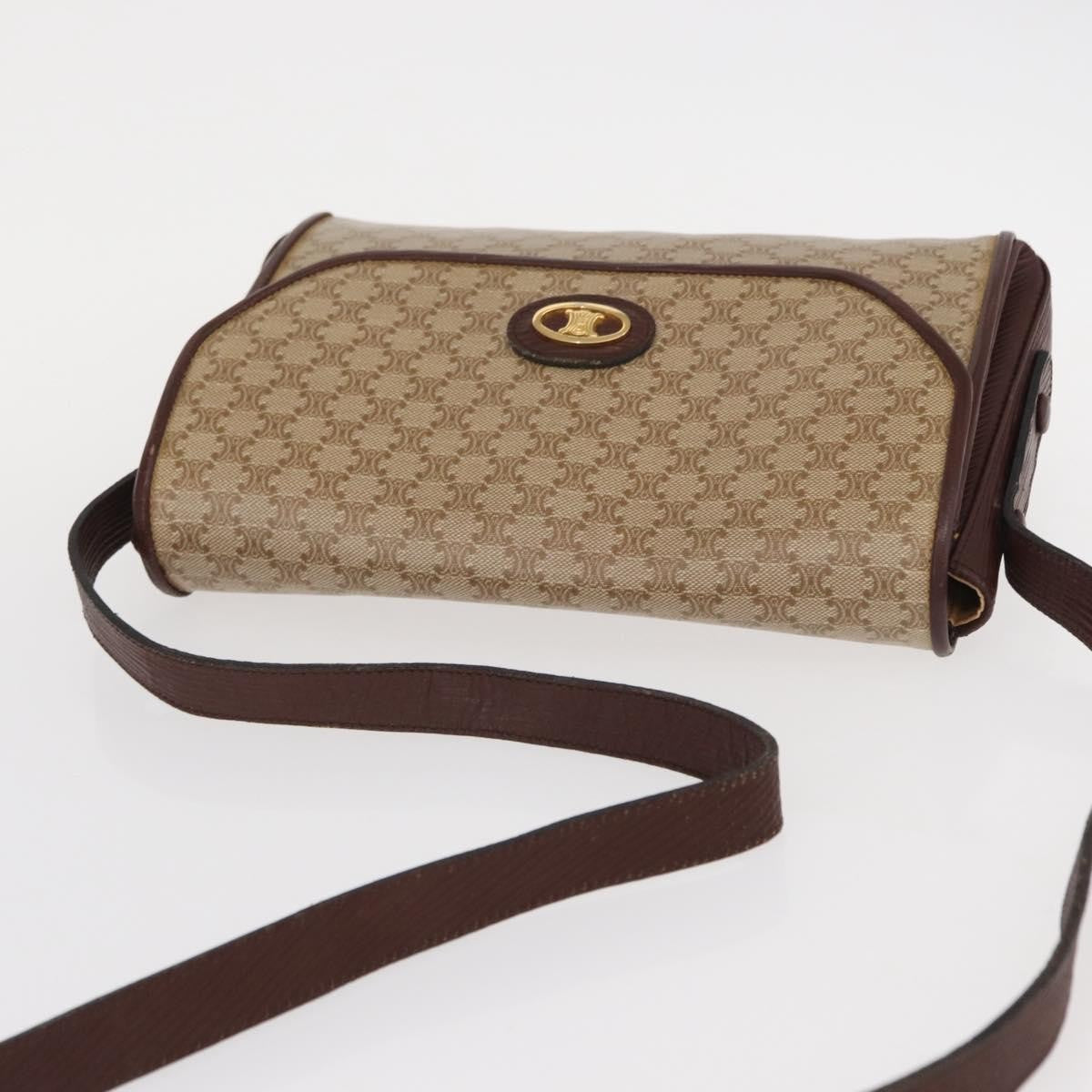 Celine Vintage Macadam Shoulder Bag Canvas And Leather Beige Canvas Shoulder Bag Bag