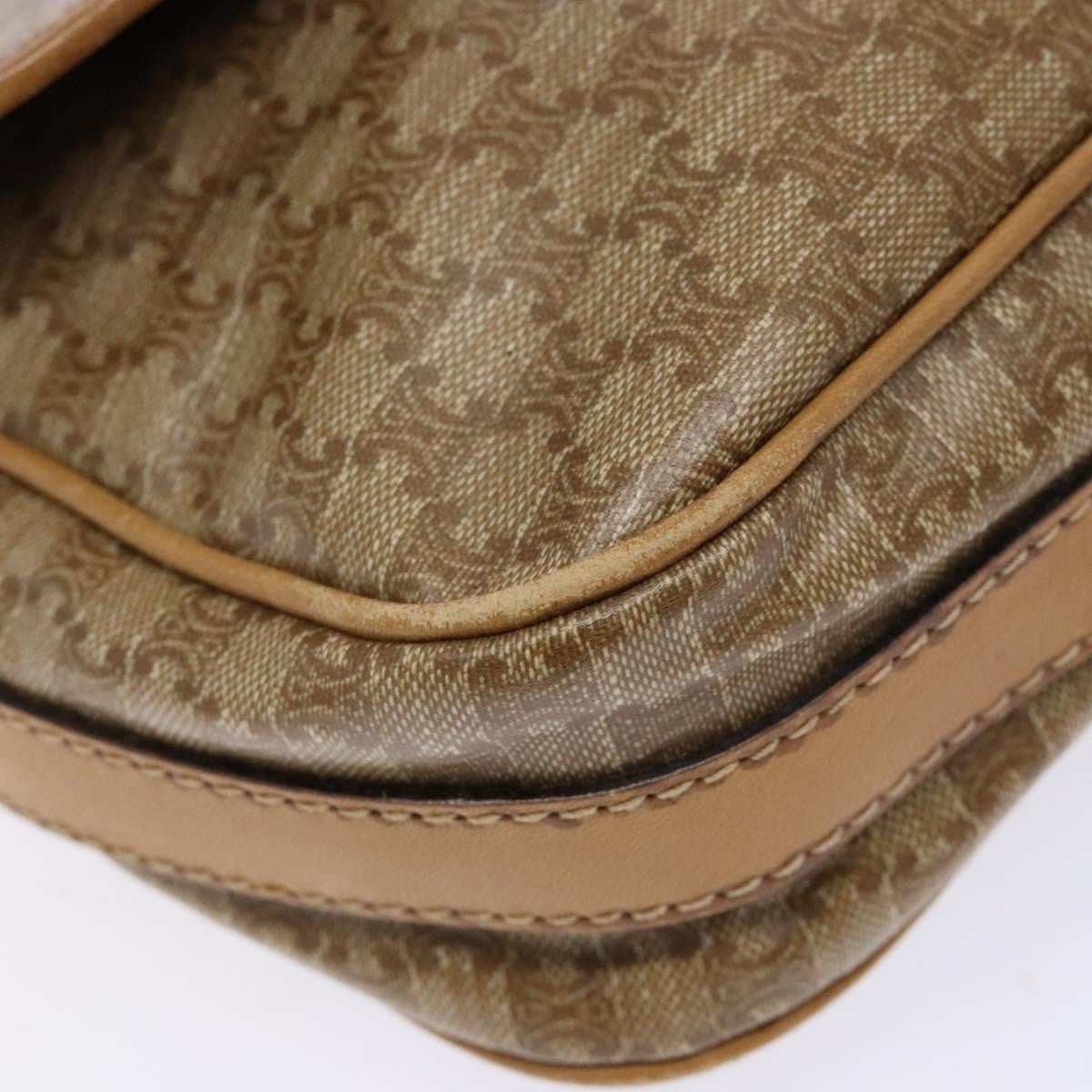 Celine Macadam Shoulder Bag Pvc Leather Beige Canvas Bag