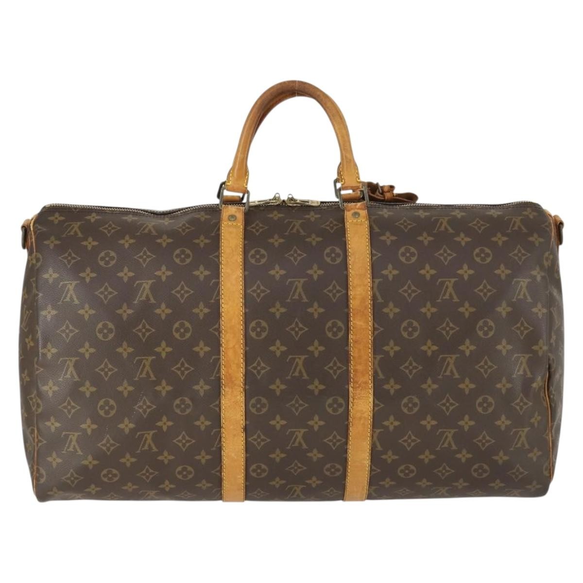 Louis Vuitton Keepall Bandouliere Bag Monogram Canvas Brown Canvas Travel Bag