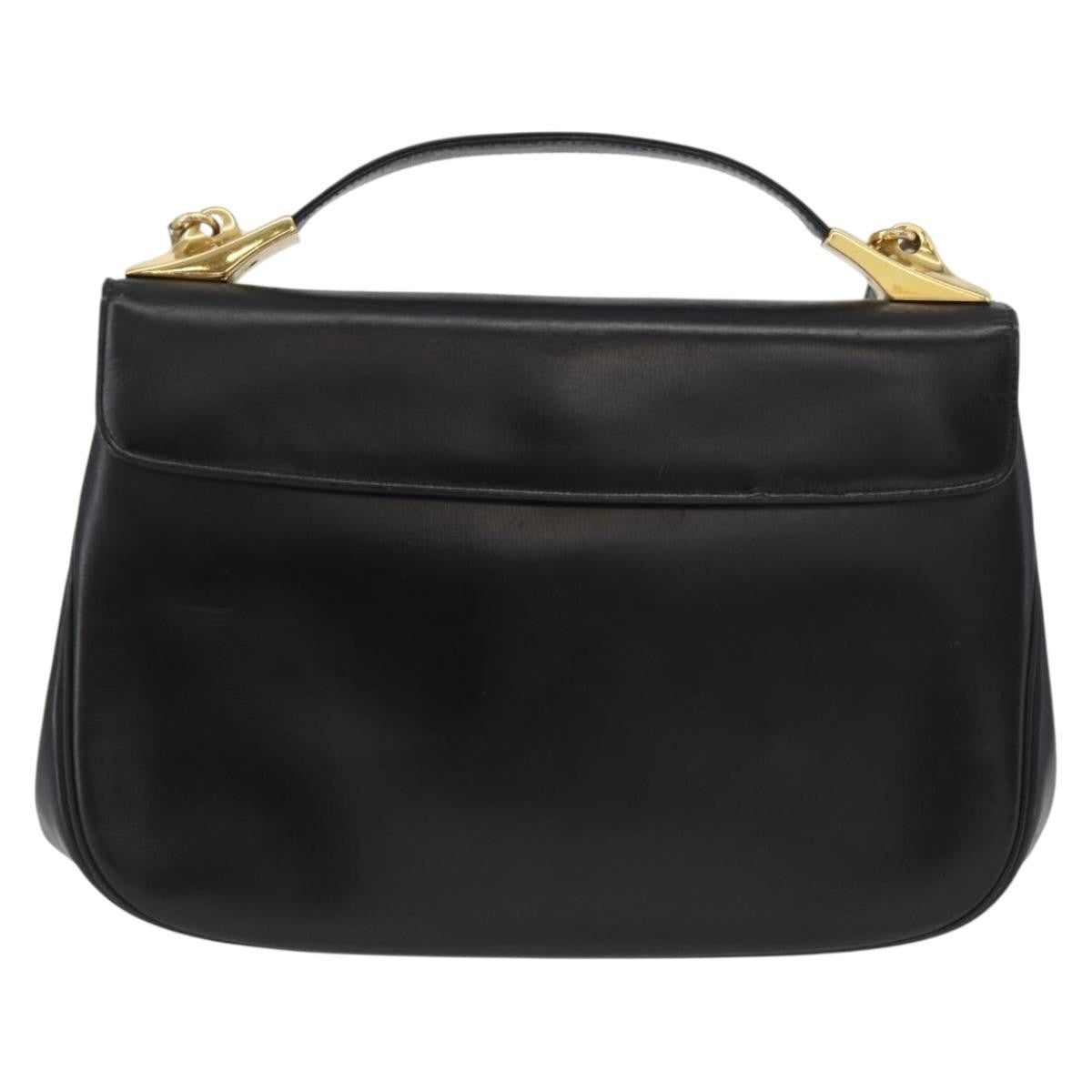 Christian Dior Vintage Cd Logo Shoulder Bag Leather Black Leather Shoulder Bag Bag (Pre-Owned)