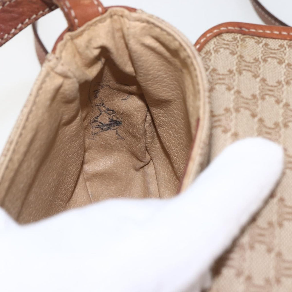 Celine Vintage Macadam Shoulder Bag Canvas And Leather Beige Pvc Shoulder Bag Bag