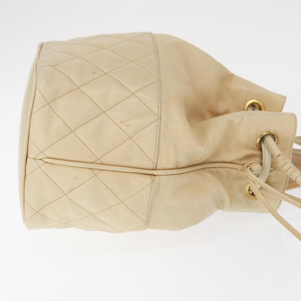 Chanel Gabrielle Drawstring Bag Quilted Calfskin Beige Leather Shoulder Bag Bag