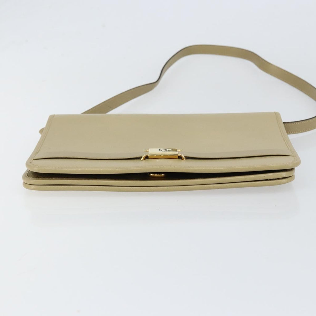 Christian Dior Vintage Shoulder Bag Leather Beige Leather Shoulder Bag Bag (Pre-Owned)