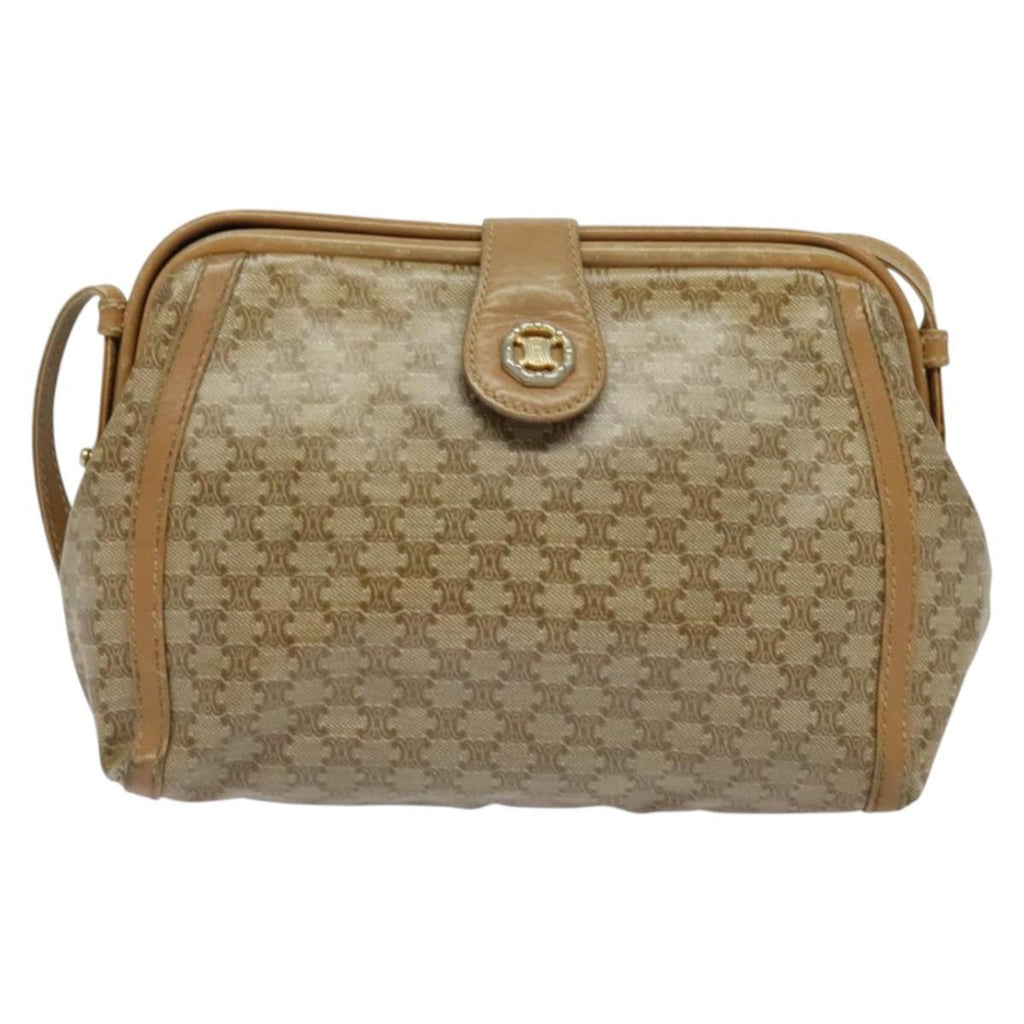 Celine Macadam Shoulder Bag Pvc Leather Beige Pvc Bag