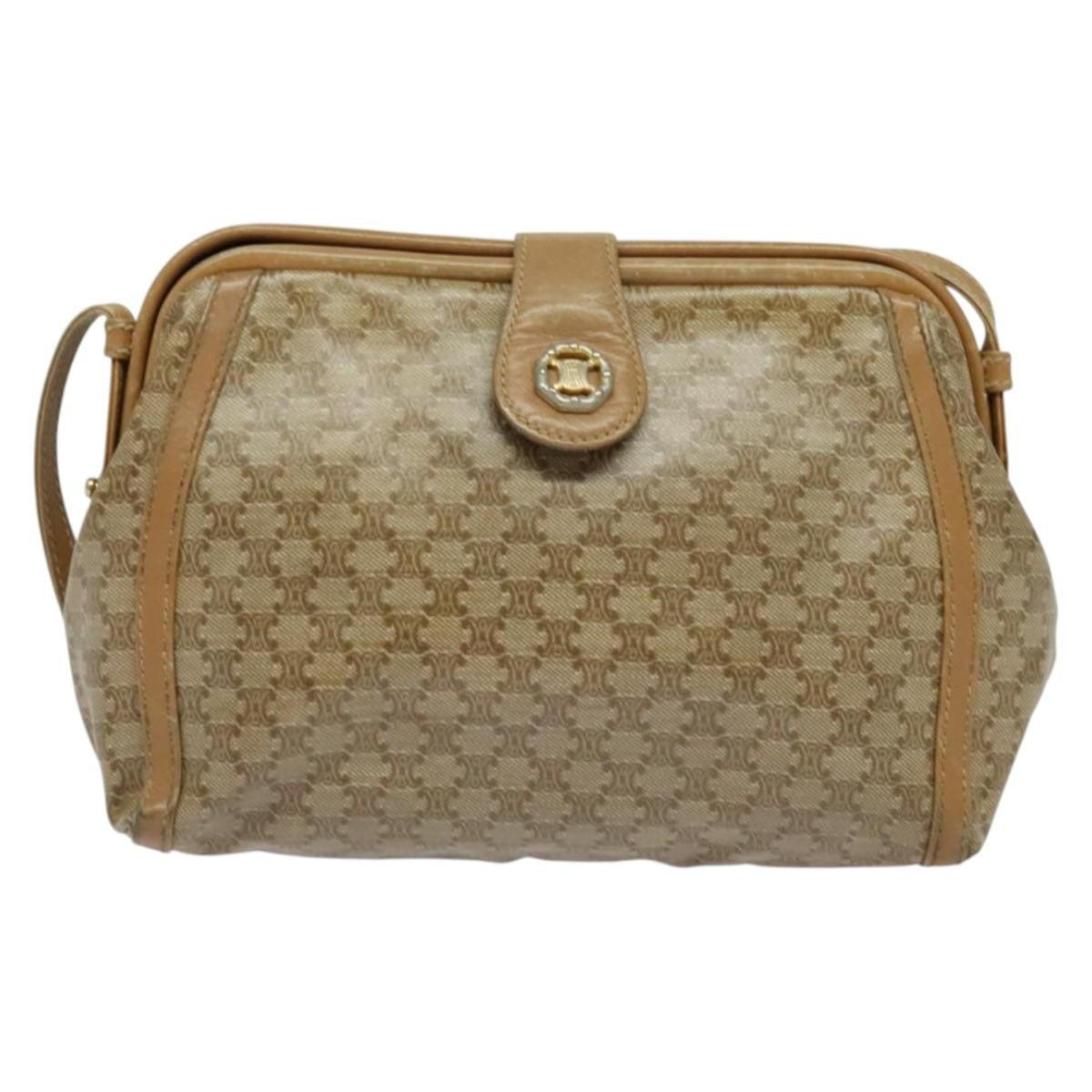 Celine Macadam Shoulder Bag Pvc Leather Beige Pvc Bag