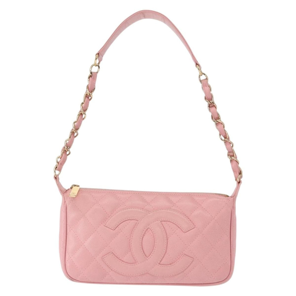 Chanel Timeless Cc Chain Shoulder Bag Quilted Caviar Pink Leather Shoulder Bag Bag