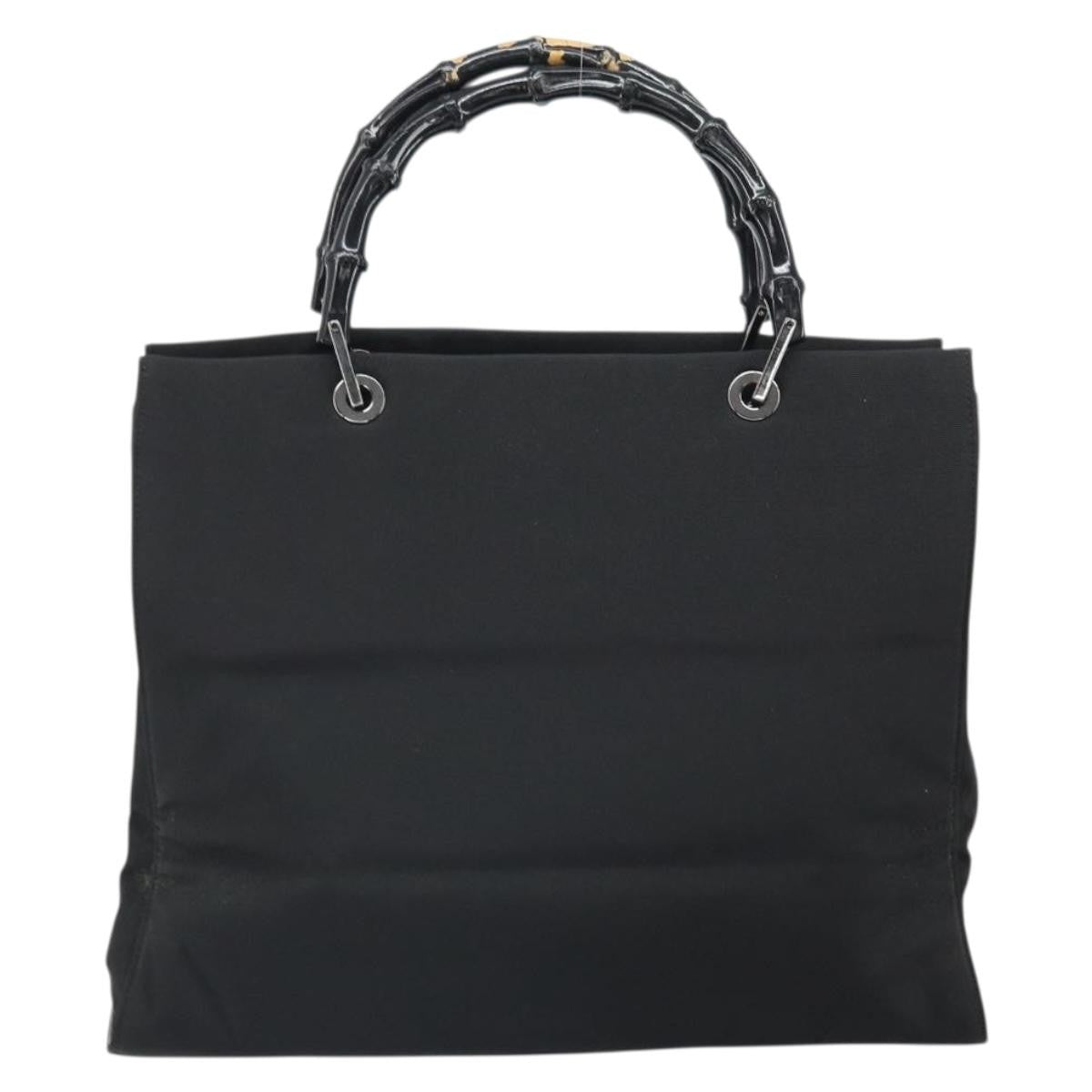 Gucci Bamboo Tote Bag Nylon Black Nylon Tote Bag Bag (Pre-Owned)