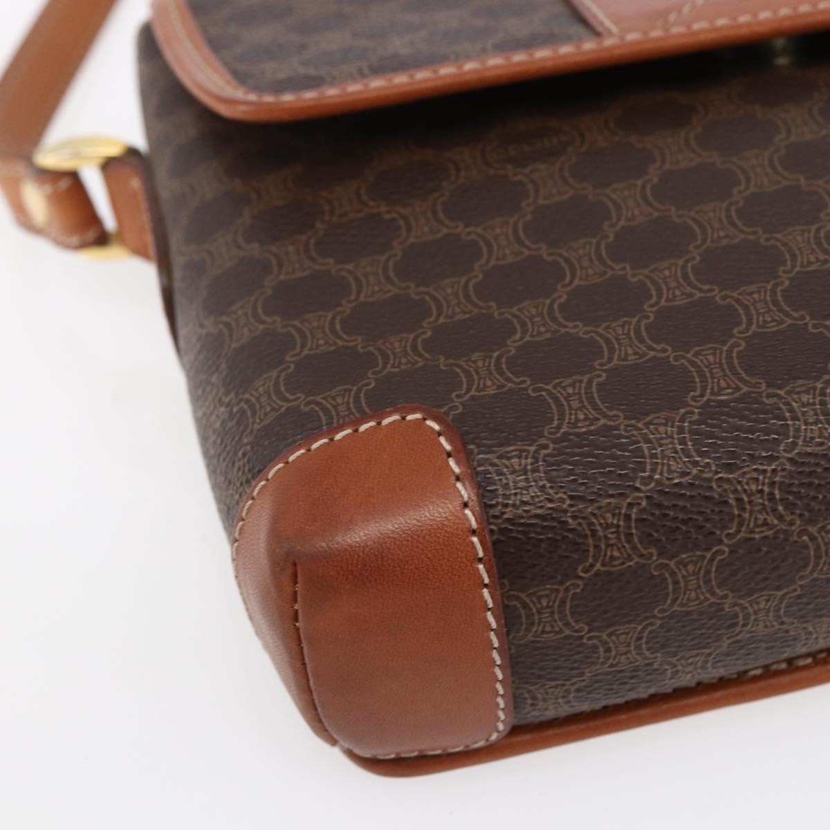 Celine Vintage Macadam Shoulder Bag Canvas And Leather Brown Canvas Shoulder Bag Bag