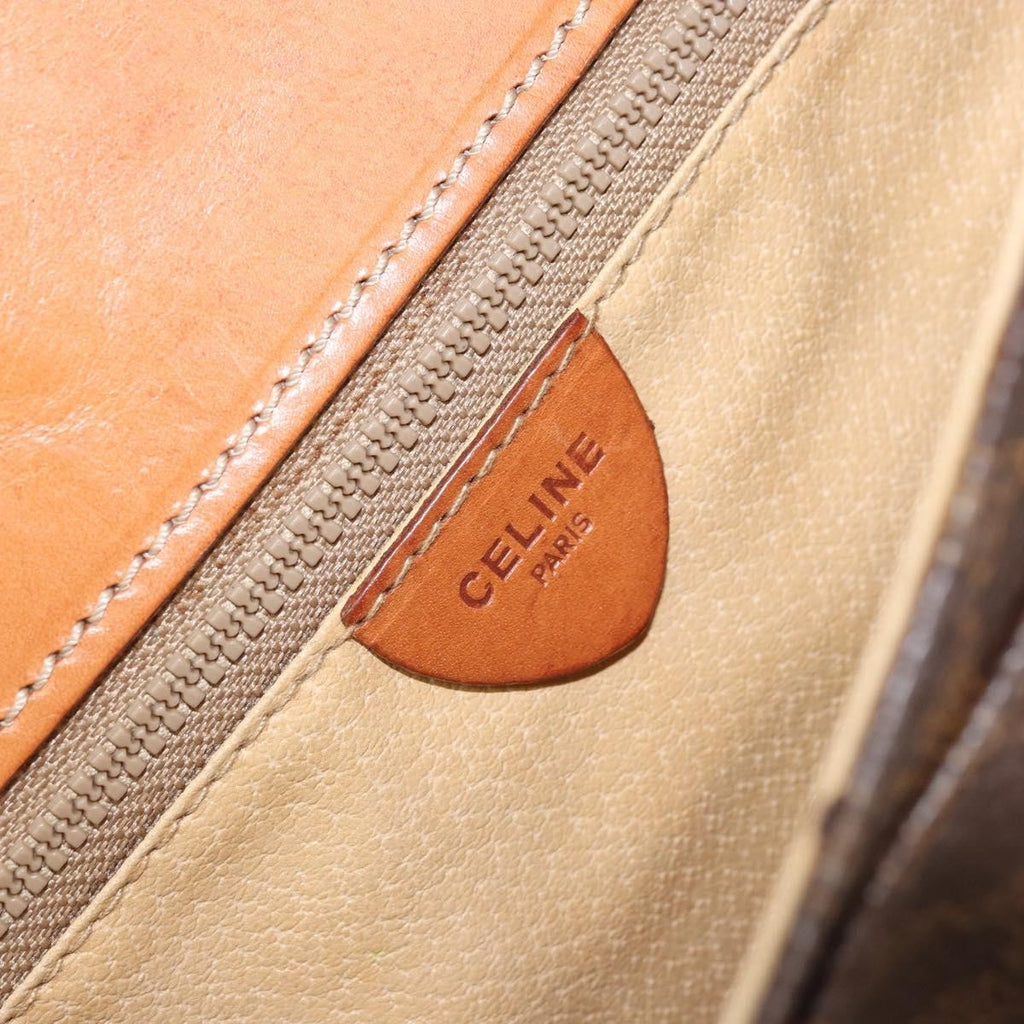 Celine Vintage Macadam Shoulder Bag Canvas And Leather Brown Canvas Shoulder Bag Bag