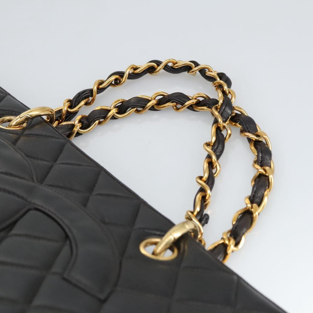 Chanel Vintage Grand Shopping Tote Quilted Lambskin Black Leather Tote Bag Bag