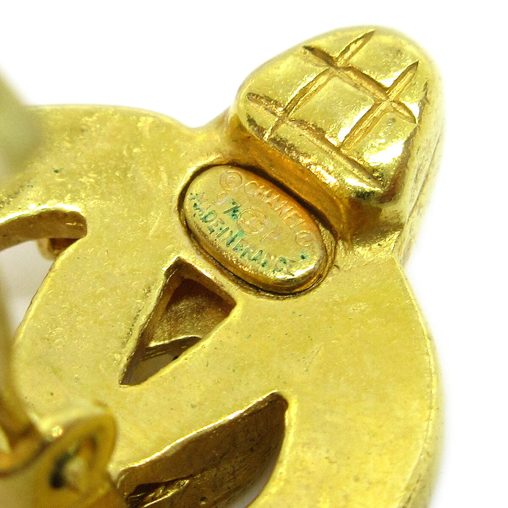 Chanel Cc Logo Heart Gold-Plated Gold Gold_Plated Earrings Jewelry