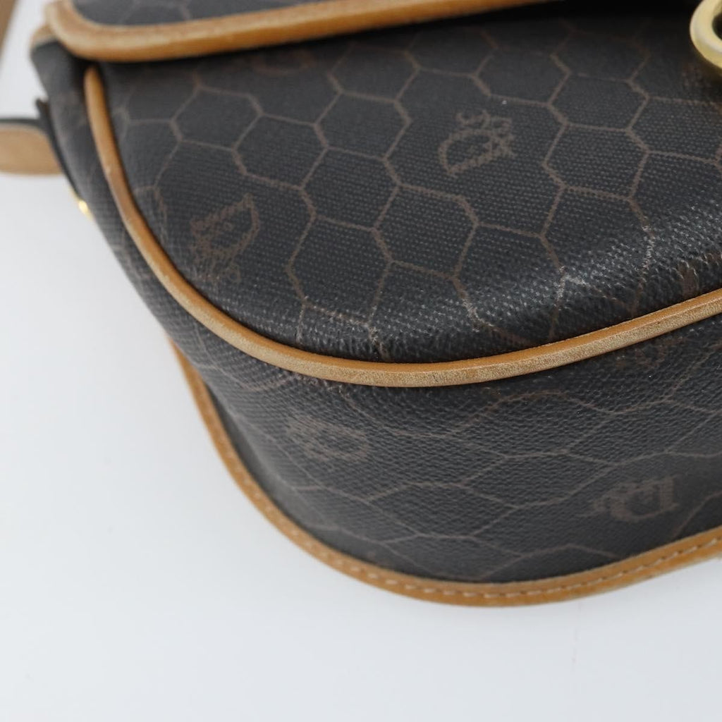 Christian Dior Vintage Honeycomb Shoulder Bag Canvas And Leather Black Canvas Shoulder Bag Bag (Pre-Owned)