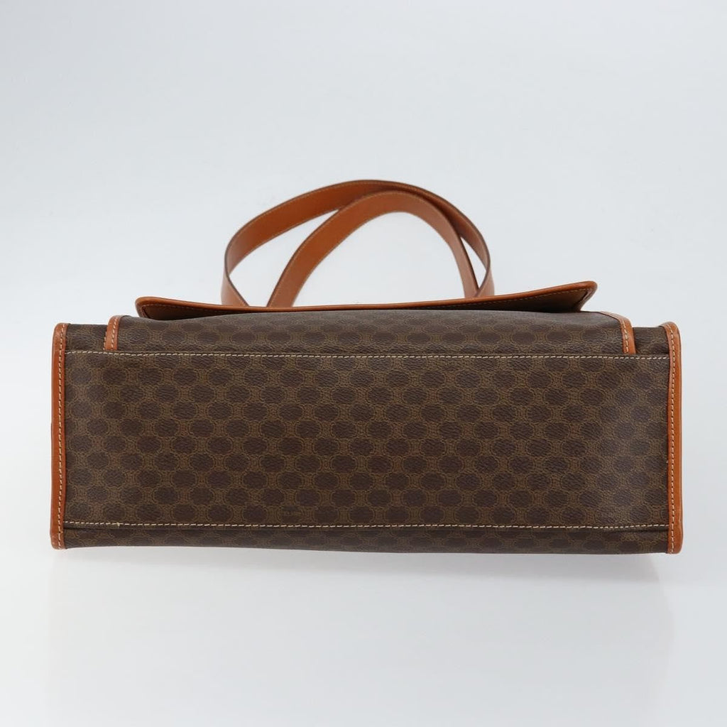 Celine Vintage Macadam Tote Bag Canvas And Leather Brown Canvas Tote Bag Bag