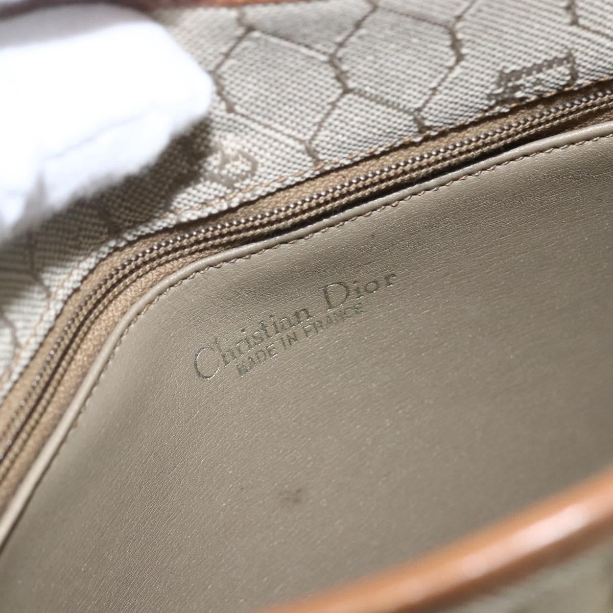 Christian Dior Vintage Honeycomb Shoulder Bag Canvas And Leather Beige Canvas Shoulder Bag Bag (Pre-Owned)